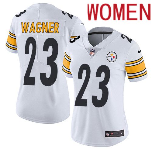 Women Pittsburgh Steelers #23 Mike Wagner Nike White Vapor Limited NFL Jersey->women nfl jersey->Women Jersey